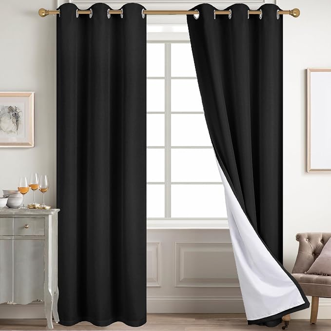 Diraysid 100% Blackout Curtains Black Linen Curtains by Diraysid%2C+refresh+your+life