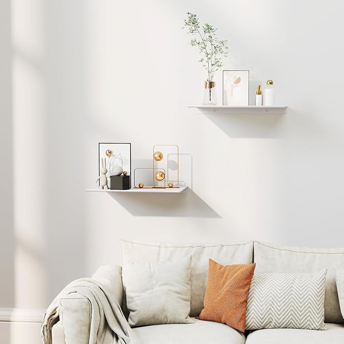MKO 12" Floating Shelves for Wall, Small Metal Wall Mounted Shelf for Bathroom - Image 8
