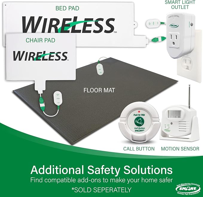 Smart Caregiver Cordless Bed and Chair Exit System - No Alarm in Resident's Room! Smart Caregiver 433BC1AC-SYS