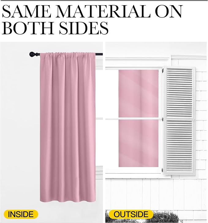 NICETOWN Blackout Curtains for Living Curtains, Rouge Pink, 2 Panels, 29 by 30 - Image 5