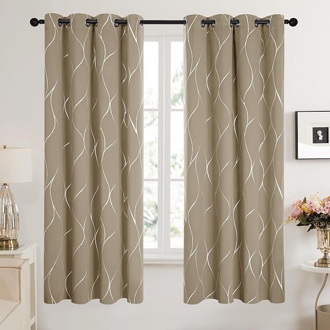 Deconovo Curtains for Living Room, Pattern Blackout Curtains 72 Inches Long | - Image 2