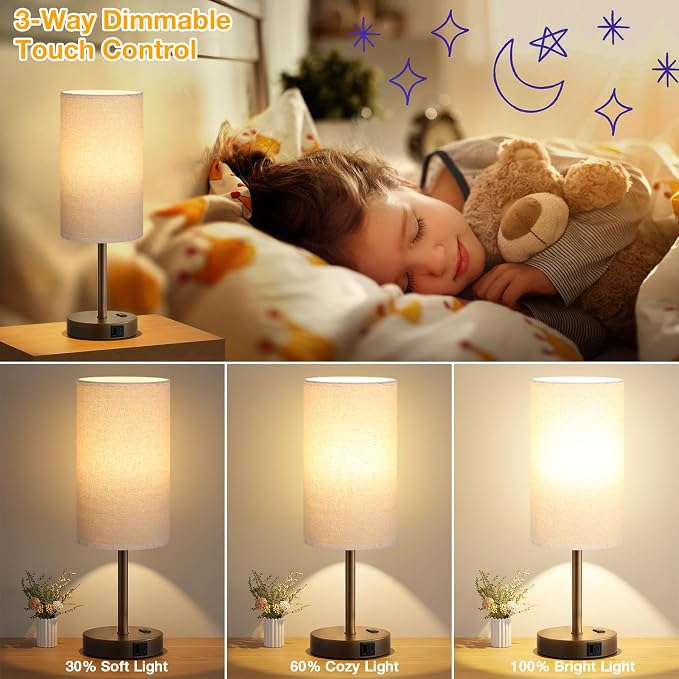 Dicoool 17.4" Bedside Lamp for Bedroom - Image 3
