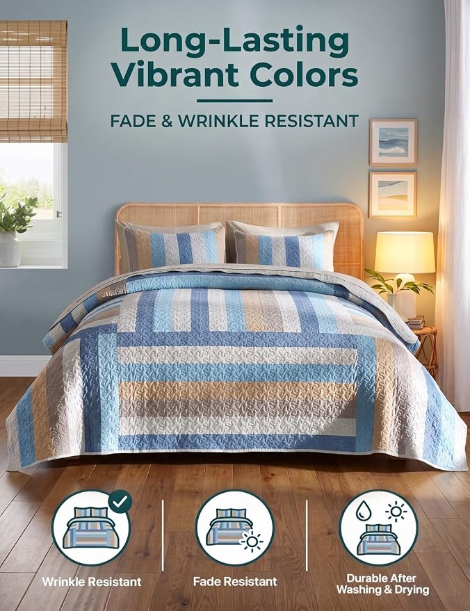 Queen Size Seersucker Quilt Set - Image 6