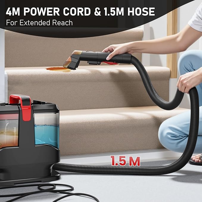 C9 Portable Carpet & Upholstery Cleaner Machine, Spot and Stain Deep Cleaner with Remover Formula for Pets,Stairs,Couch Area Rugs,Upholstery,Car Seat