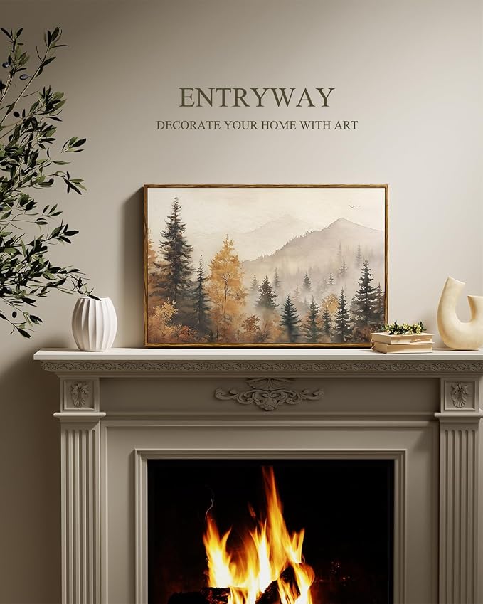 InSimSea Fall Forest Large Wall Art Decor, Trees Autumn Mountains, 16x24in | - Image 3