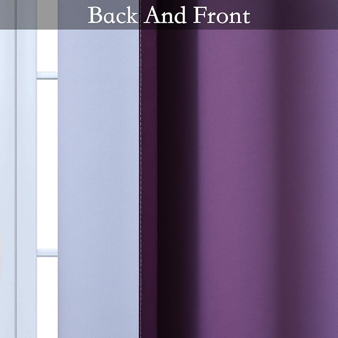 SimpleHome Ombre Purple to Grey White Curtains - Image 6