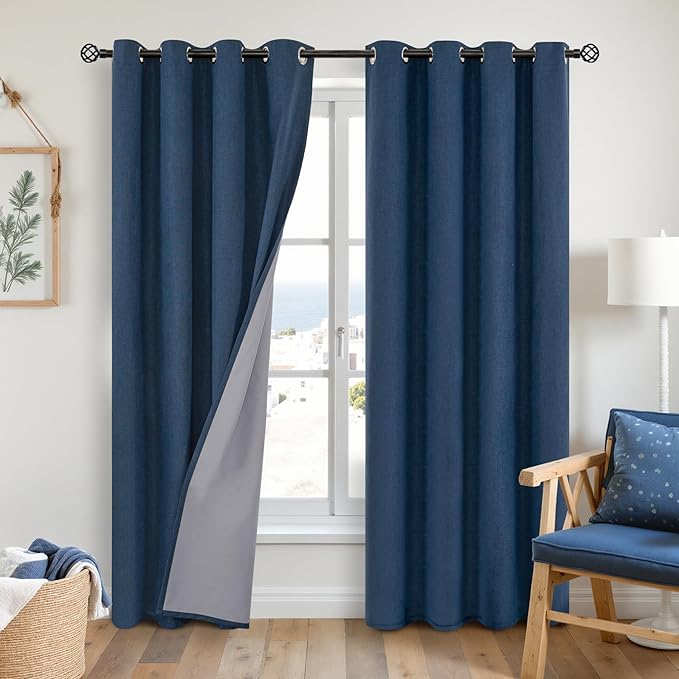 YoungsTex Navy Linen Blackout Curtains by YoungsTex