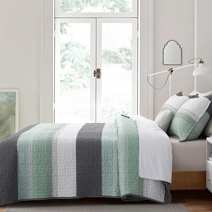 DURLENGEN Quilt Set Queen Size 3Pcs, Soft Microfiber Lightweight Bedspread - Image 2
