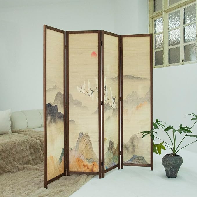 4 Panel Bamboo Room Divider, Versatile Folding Privacy Screen | Double-Sided - Image 5