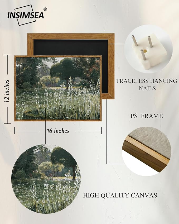 InSimSea Framed Canvas Wall Art, Bathroom Pictures Wall Decor, Spring Landscape - Image 5