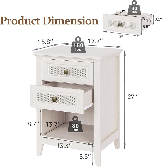 RoyalCraft Rattan Nightstand Set of 2 - Image 2