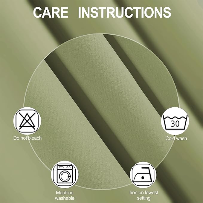 100% Blackout Curtains 84 Inch Long Sage Green Curtains 2 Panels - Image 5