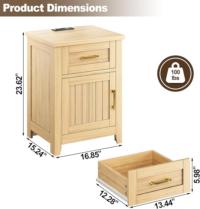 Decofy Farmhouse Nightstand - Image 2