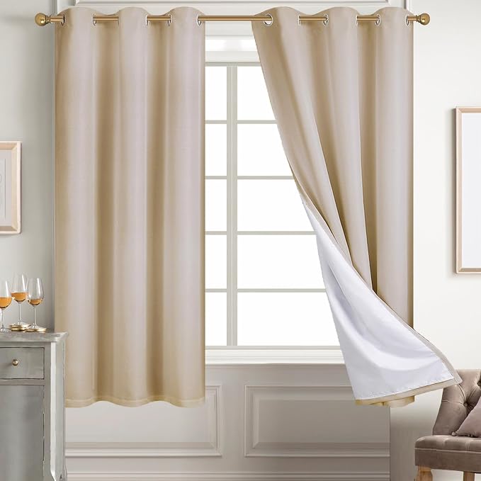 Diraysid 100% Blackout Curtains Beige Linen Curtains by Diraysid%2C+refresh+your+life