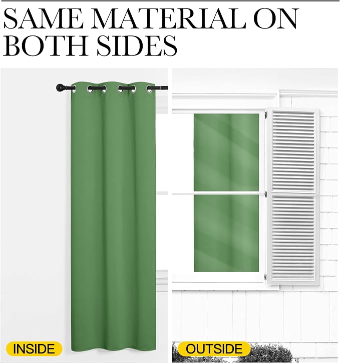 NICETOWN Froest Green Blackout Curtains 68 inches Length - Image 5
