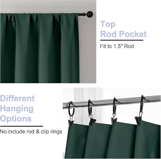 Simplebrand Ava Ever Green Short Blackout Curtains - Image 3