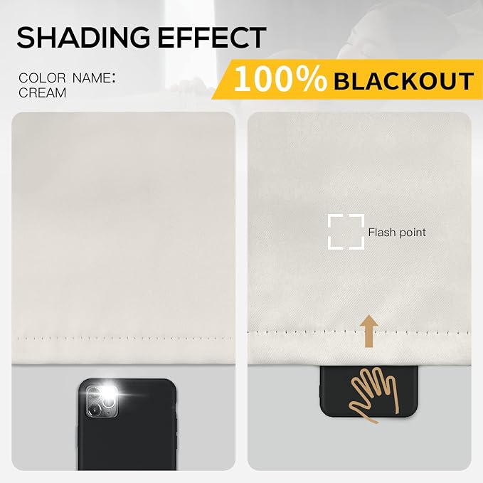 Yakamok Cream Blackout Curtains 54 inches Long - Image 2