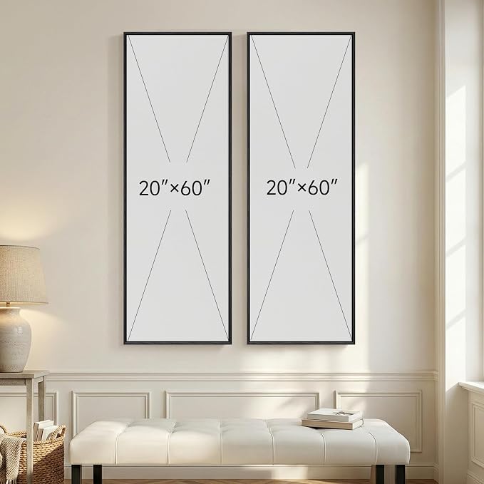Framed Black Beige Abstract Long Vertical Wall Art - Image 8