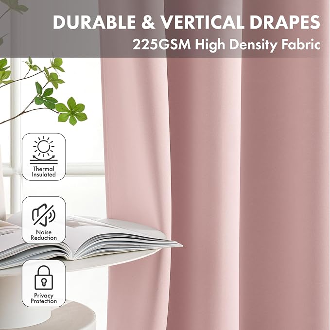 Light Pink Blackout Curtains for Bedroom Living Room W40 x L84 Inch | 84 Inch - Image 4