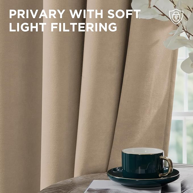 Joydeco Velvet Blackout Curtains Black Out Curtain 84 Inch Drapes | - Image 6