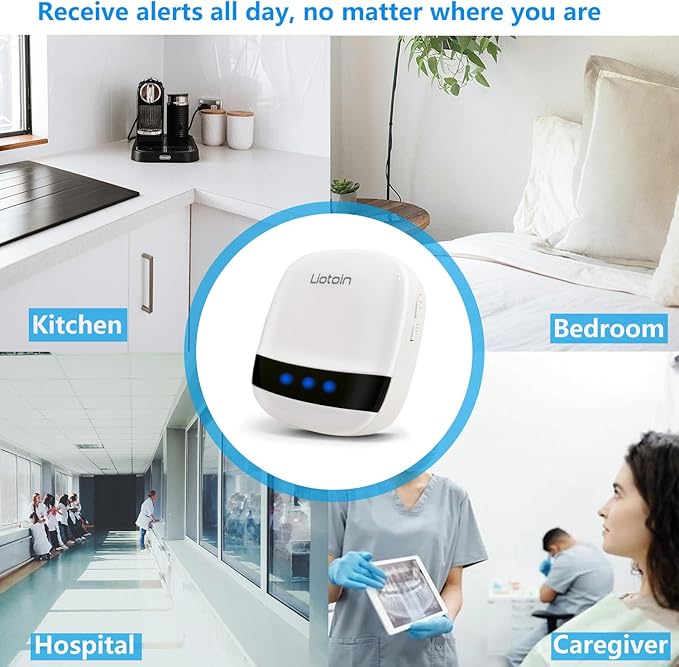 LIOTOIN Caregiver Pager Wireless Alert System - 2 Call Buttons, 2 Receivers, 600+ft Range, Nurse/Patient Alert