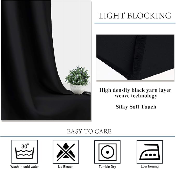 Diraysid Blackout Curtains for Bedroom Grommet Thermal Insulated Room Darkening - Image 5