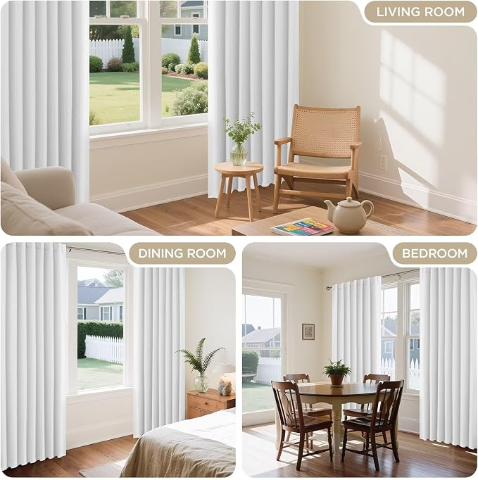 Joydeco 90 Inch 60% Blackout White Curtains 2 Panels, Elegant Semi Sheer - Image 5