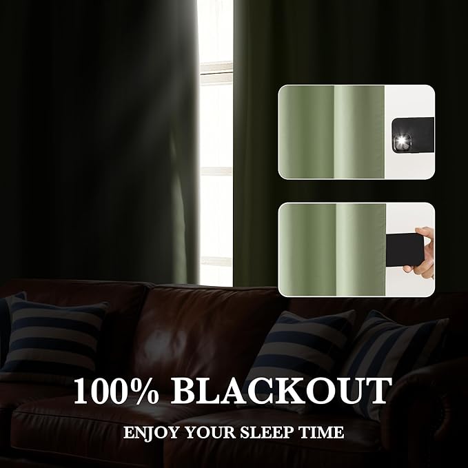 RYB HOME 100% Blackout Basement Curtains 24 inches Long, Heat & UV Blocking | - Image 5