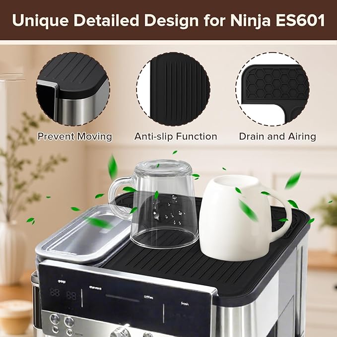 1 Pcs Top Mat for Ninja Luxe Cafe Espresso Machine ES601 & ES701, with Barista Towel and Coffee Cleaning Brush, Clean and Protects Top Surface, Anti-scratch, Non-Slip Silicone Coffee Machine Mat