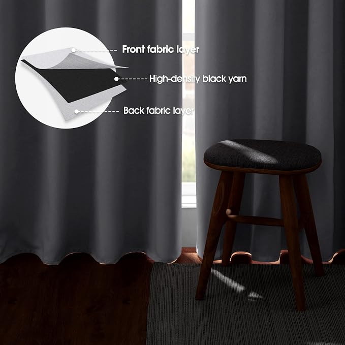 HOMEIDEAS Greyish White Blackout Curtains 42 X 84 Inch 2 Panels Room Darkening - Image 3