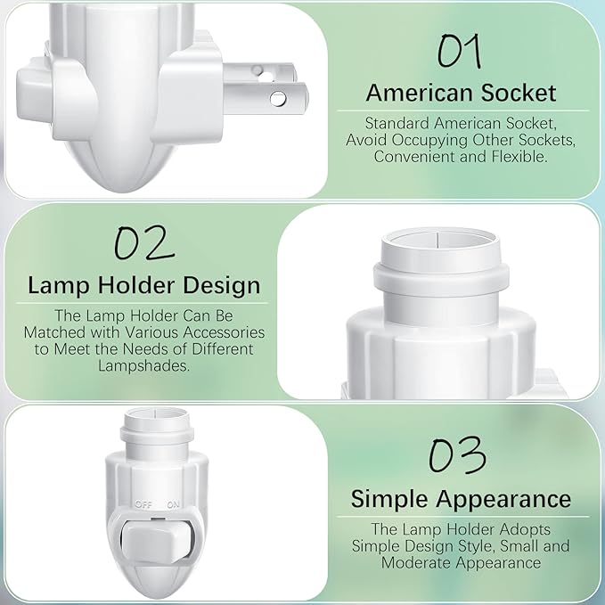 Tuanse 100 Sets Plug in Night Light Module Night Light Base with Shade Mounting Clip Plastic Lights Rotating Base for Making Your Own Decorative (White)