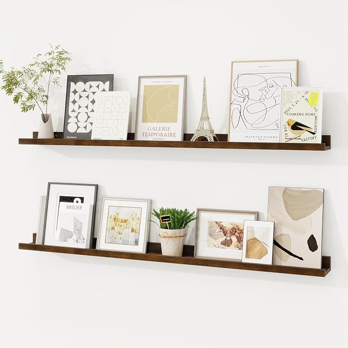 Picture Ledge Shelf, Floating Shelves Set of 2, 40 Inches Solid Wood Nursery by FunMemories