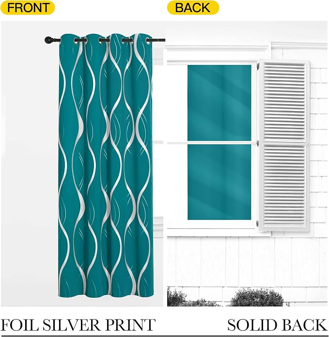 NICETOWN Room Darkening Peacock Teal Curtains - Image 7