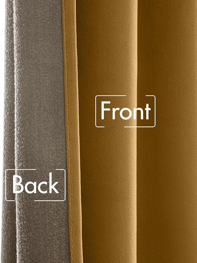 MIULEE Gold Velvet Pinch Pleat Blackout Curtains W52 X L84 Inches | 2 Panels - Image 7