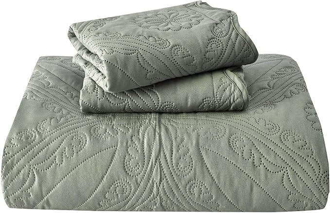 Kingnex Oversized King Bedspreads 128x120 Ultrasonic Quilted Sage | Extra Wide - Image 8