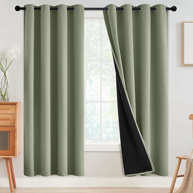 SimpleHome Light Sage 100% Blackout Curtains Room Darkening Living Room 72 | by SimpleHome