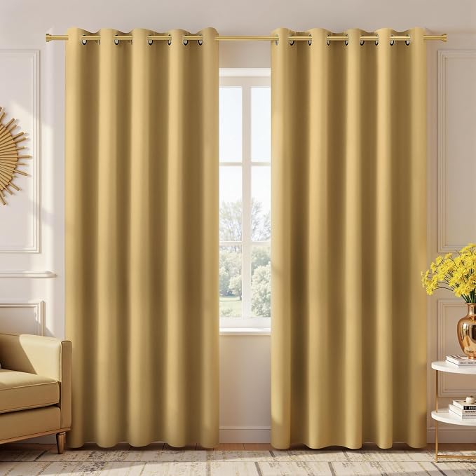 KOUFALL Gold Luxury Blackout Curtains by KOUFALL