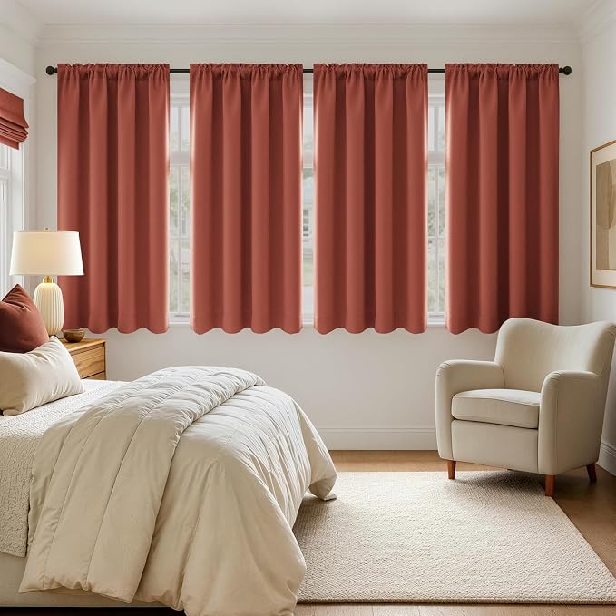 MIULEE 4 Panels Set Terracotta Blackout Curtains 63 Inch Length Bedroom | by MIULEE
