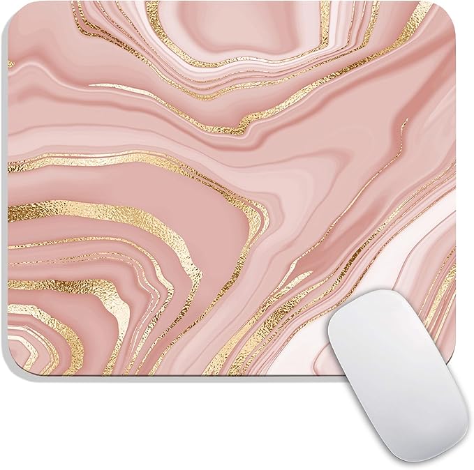 Armanza Square Mouse Pad Pink Gold,Personalized Premium-Textured Custom Mouse Mat Design,Washable Mousepad Cloth,Non-Slip Rubber Base Computer Mouse Pads for Wireless Mouse