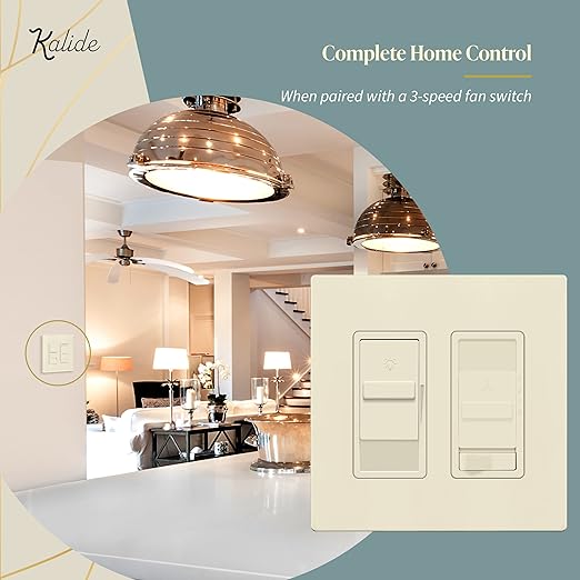 TOPGREENER Digital Dimmer Light Switch for 200W Dimmable LED/CFL Lights, Single Pole Led Slide Dimmer Switch, Neutral Wire Not Required, UL Listed, TGDS1-LA, Light Almond,1 Pack