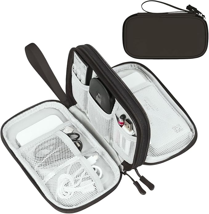 FYY Electronic Organizer, Travel Tech Pouch Bag, Coffee | Wrist Strap, by FYY