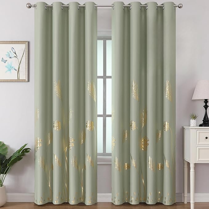Sage Green Blackout Curtains for Bedroom 84 Inches Long, Thermal Insulated by ESTELARTEXTILER
