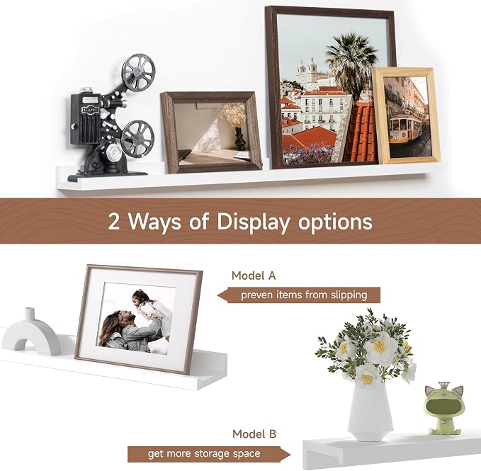 Fun Memories Picture Ledge Shelf, 32 Inch Floating Shelves Set of 2, Large - Image 6