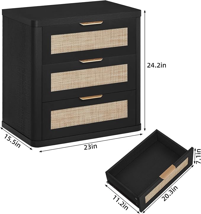 LEYAOYAO Rattan 23" Nightstands Set of 2 - Image 3