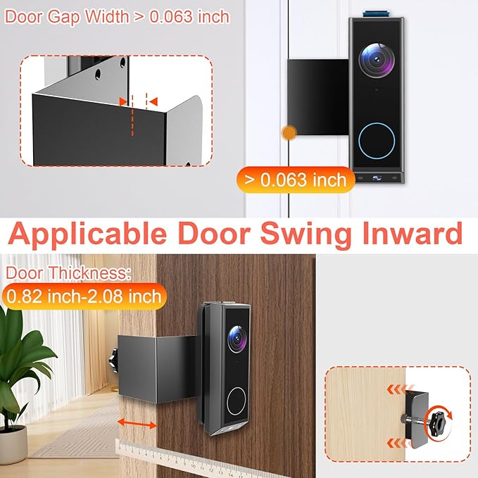 Anti-Theft Video Doorbell Mount for Eufy E340, Doorbell Camera Mount, No Drill Adjustable Mounting Bracket Holder Accessories for Apartment Rentals, Enhanced Protection Doorbell Mount Bracket