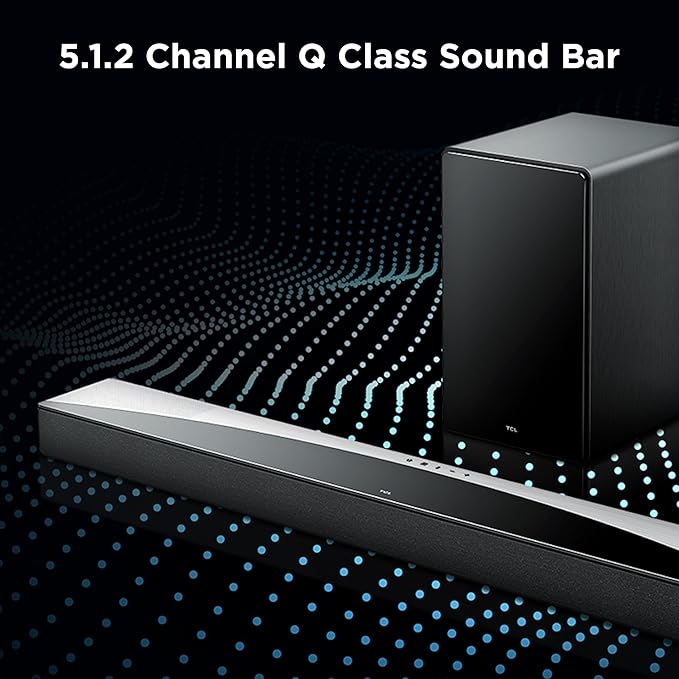 TCL Q75H 5.1.2 Sound Bar with Wireless Subwoofer for Smart TV | Dolby Atmos DTS:X Auto Room Calibration | 620W Power Bluetooth Home Theater Speaker | App Control & Remote Control | Latest Model
