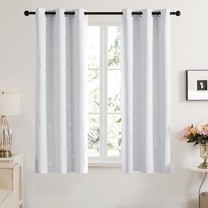Deconovo Curtains for Living Room, Pattern Blackout Curtains 45 Inches Long | - Image 2