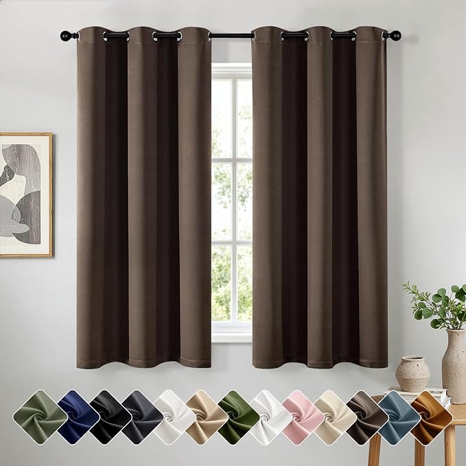 Chocolate Brown Blackout Curtains by Woaboy