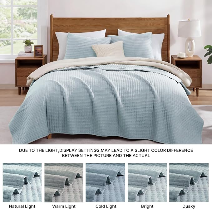 Twin Quilt-Lightweight Bedspreads Sky Blue Twin Quilt Bedding Set | Soft - Image 7