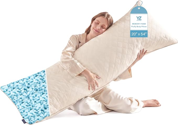 YZ HOME Long Body Pillow for Adults, Firm Body Pillow Shredded Memory Foam | by YZHOME